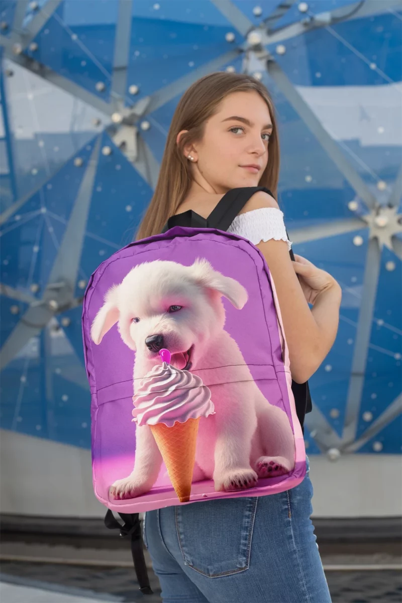 Puppy with Ice Cream Print Backpack 2