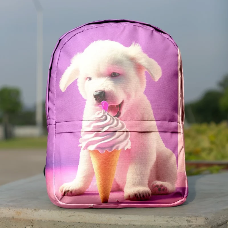 Puppy with Ice Cream Print Backpack