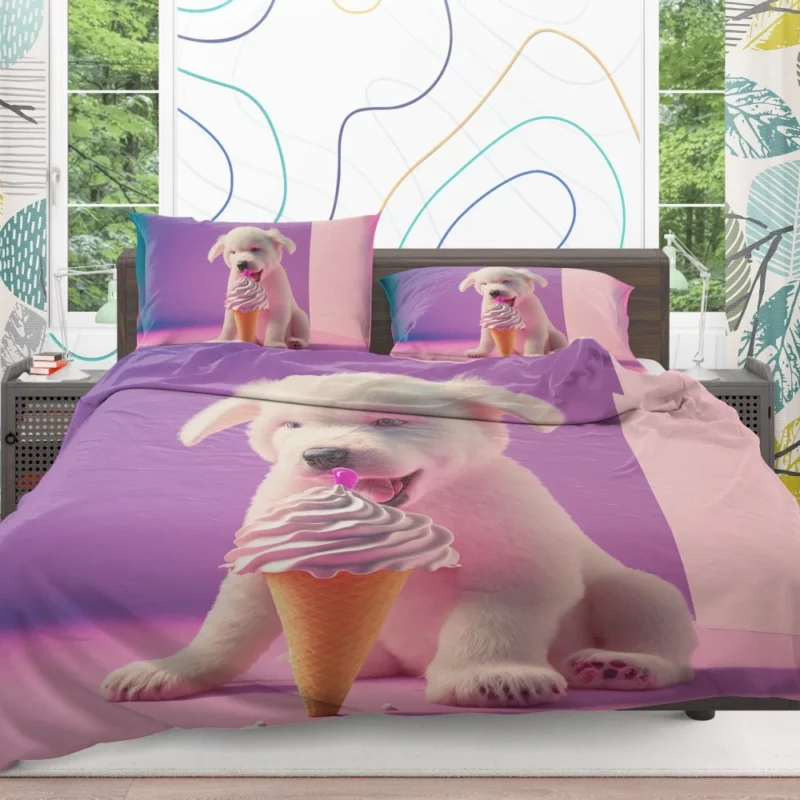 Puppy with Ice Cream Print Bedding Set