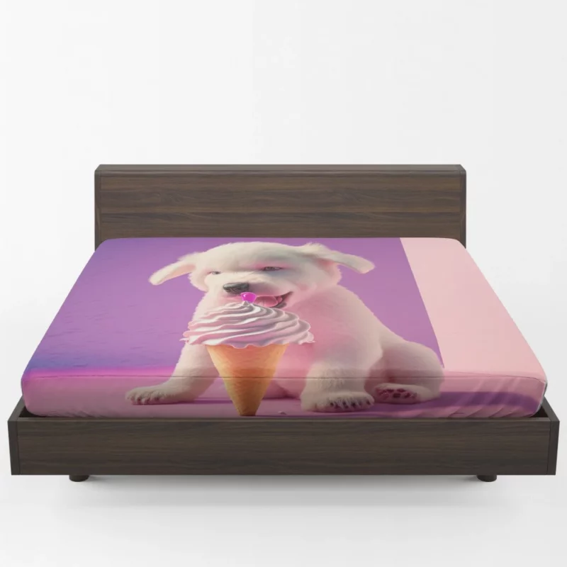 Puppy with Ice Cream Print Fitted Sheet 1