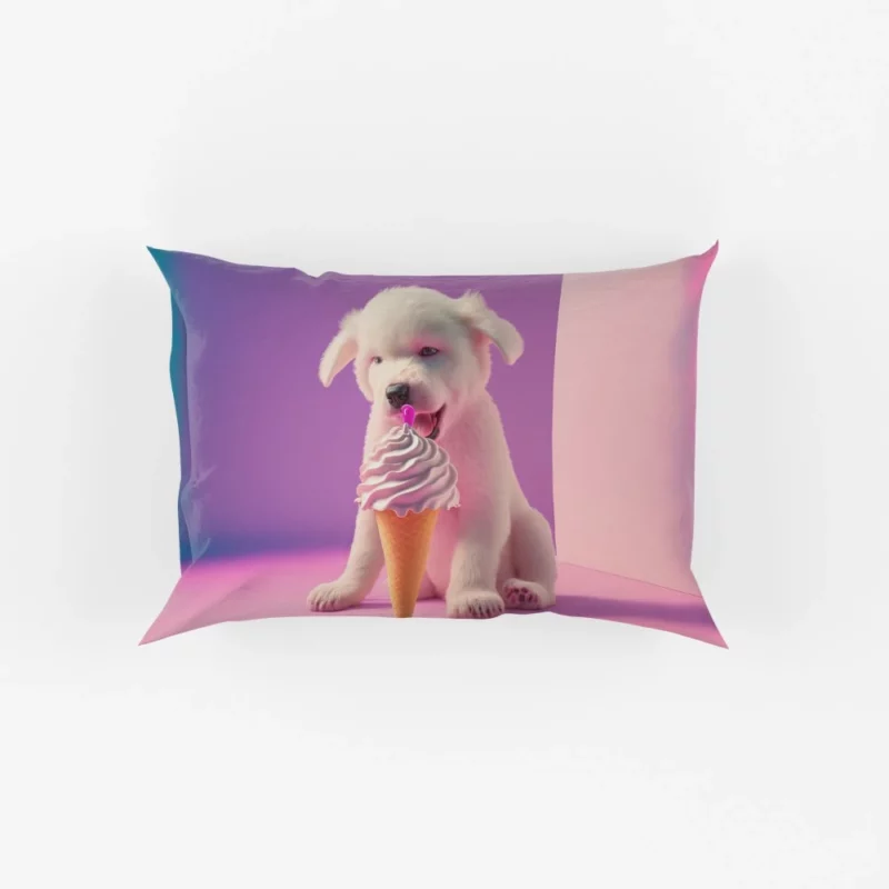 Puppy with Ice Cream Print Pillow Cases