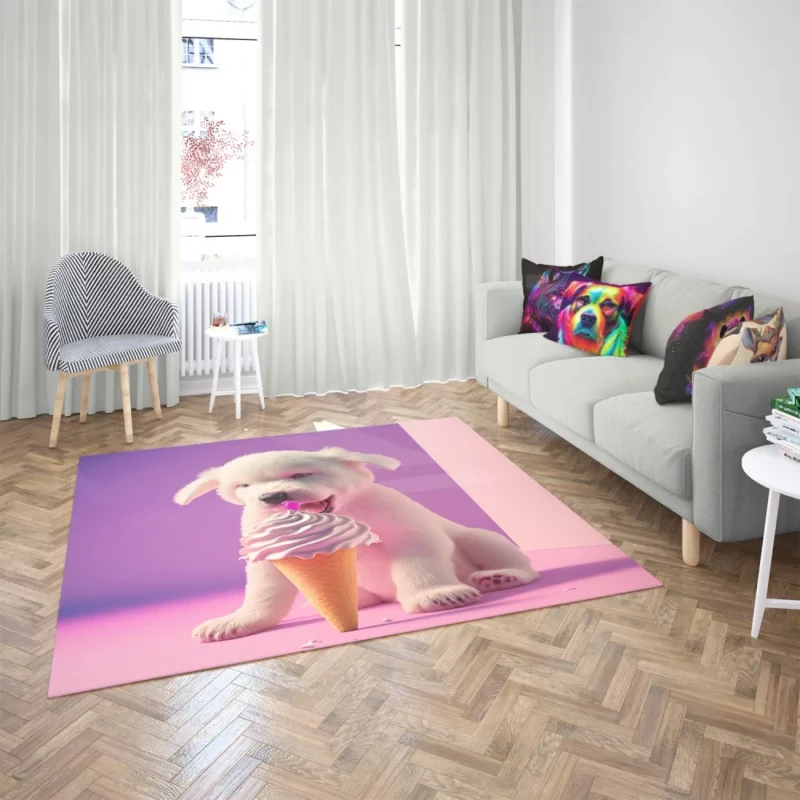 Puppy with Ice Cream Print Rug 2