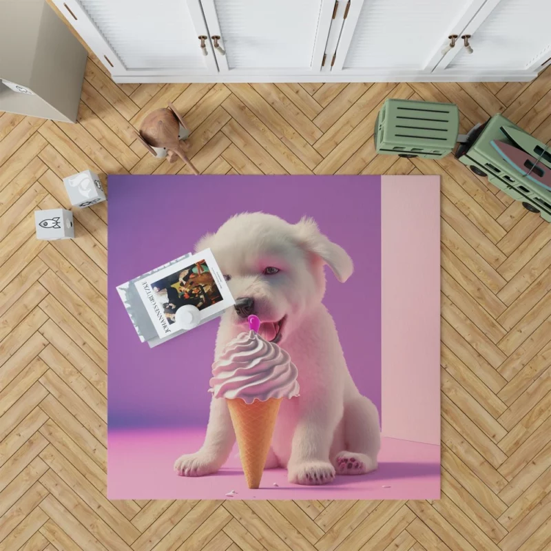 Puppy with Ice Cream Print Rug