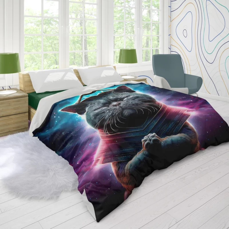 Purple Background Cat It Cat Duvet Cover