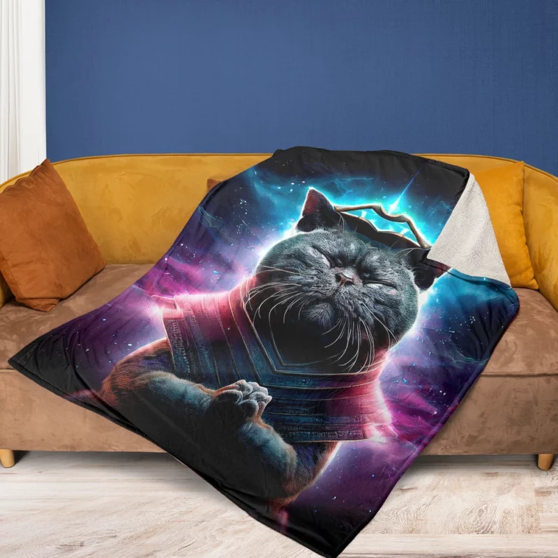 Purple Background Cat It Cat Fleece Blanket 1