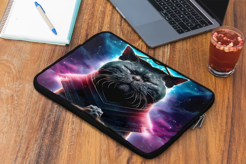 Purple Background Cat It Cat Laptop Sleeve 2