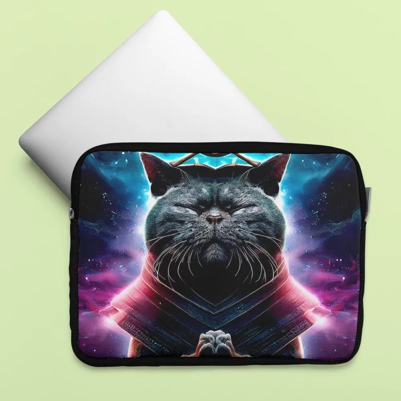 Purple Background Cat It Cat Laptop Sleeve