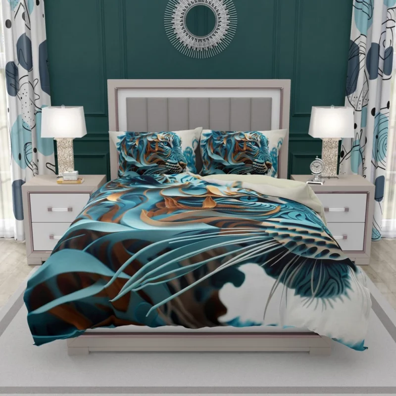 Quilled Tiger Sculpture Bedding Set 1