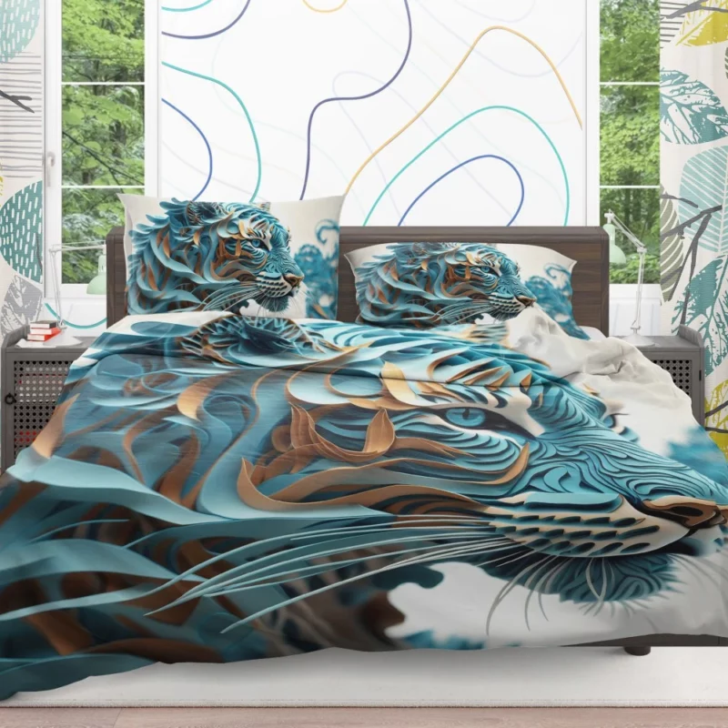 Quilled Tiger Sculpture Bedding Set