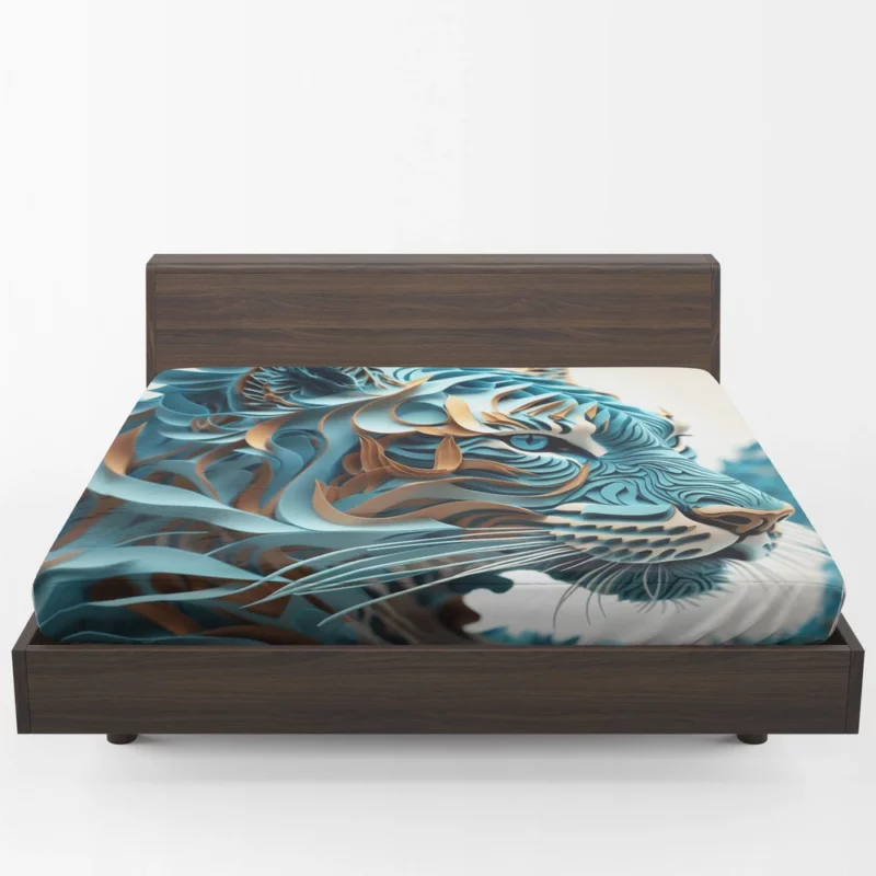 Quilled Tiger Sculpture Fitted Sheet 1