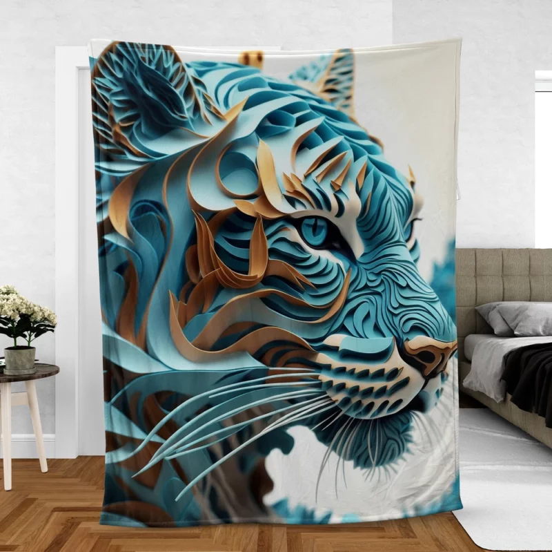 Quilled Tiger Sculpture Fleece Blanket