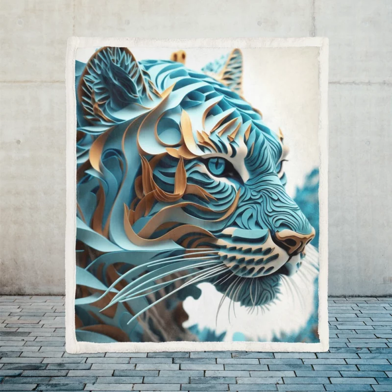 Quilled Tiger Sculpture Sherpa Fleece Blanket