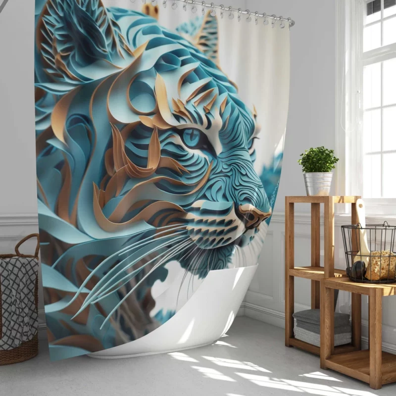 Quilled Tiger Sculpture Shower Curtain