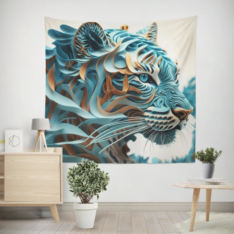 Quilled Tiger Sculpture Wall Tapestry