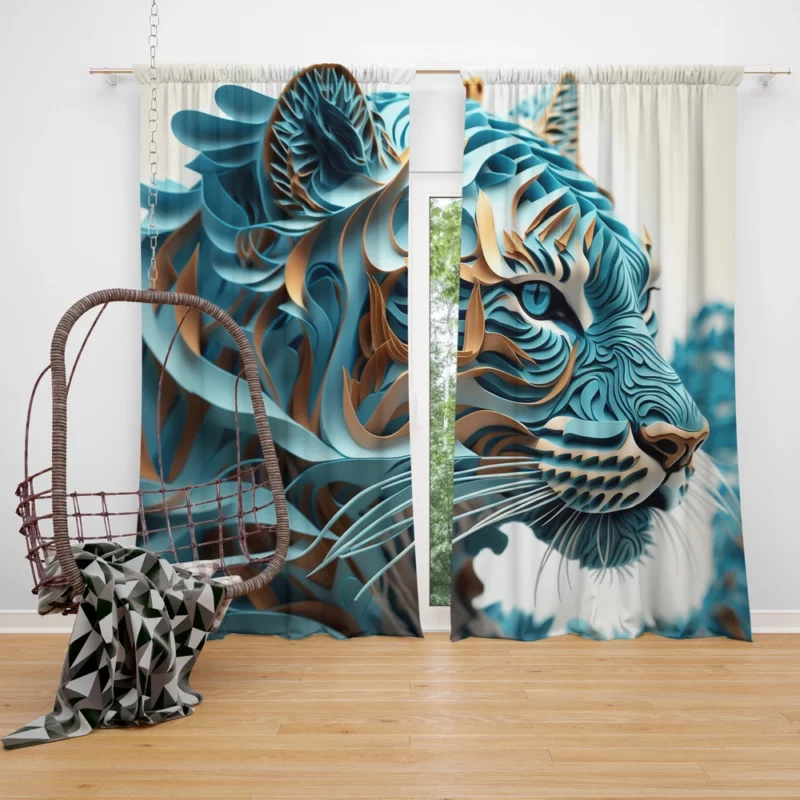 Quilled Tiger Sculpture Window Curtain