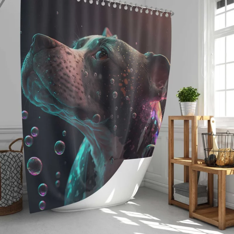 Rainbow Bubbles Dog Shower Curtain