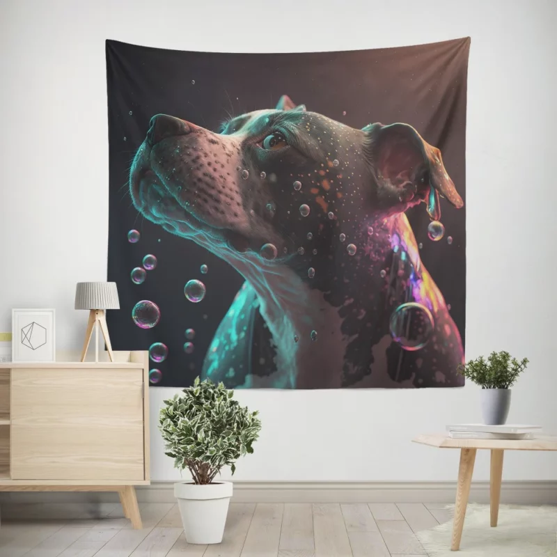 Rainbow Bubbles Dog Wall Tapestry