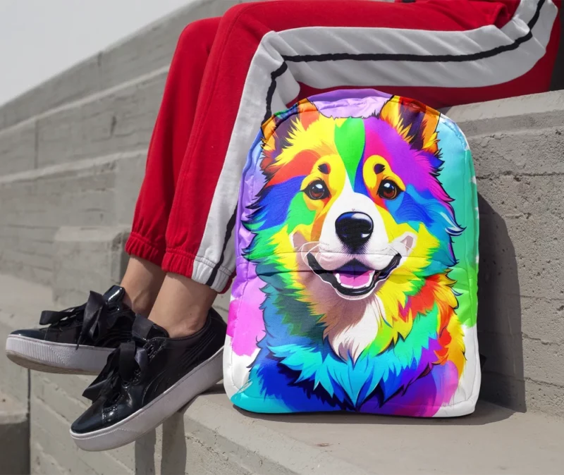 Rainbow Corgi Dog Print Backpack 1