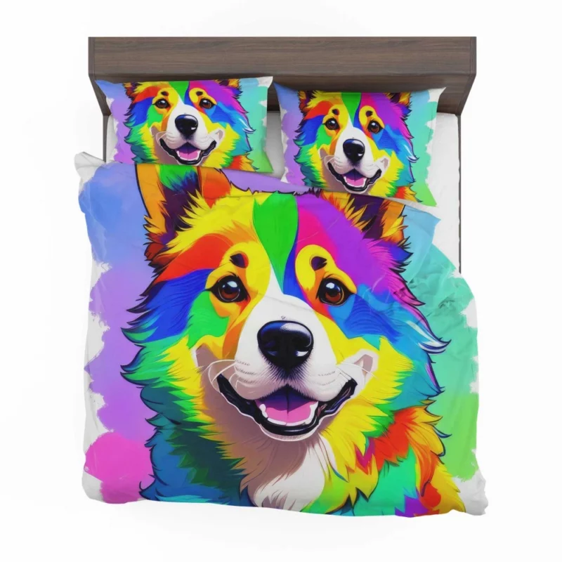 Rainbow Corgi Dog Print Bedding Set 2