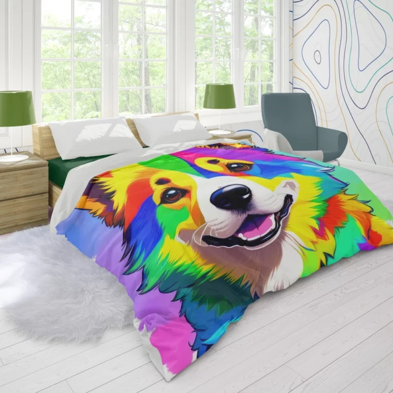 Rainbow Corgi Dog Print Duvet Cover