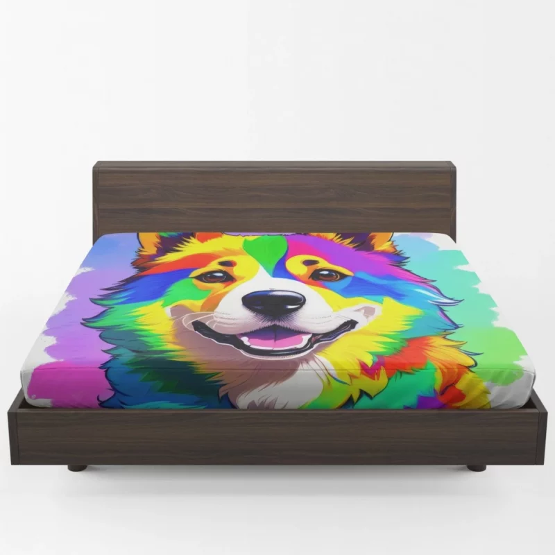 Rainbow Corgi Dog Print Fitted Sheet 1