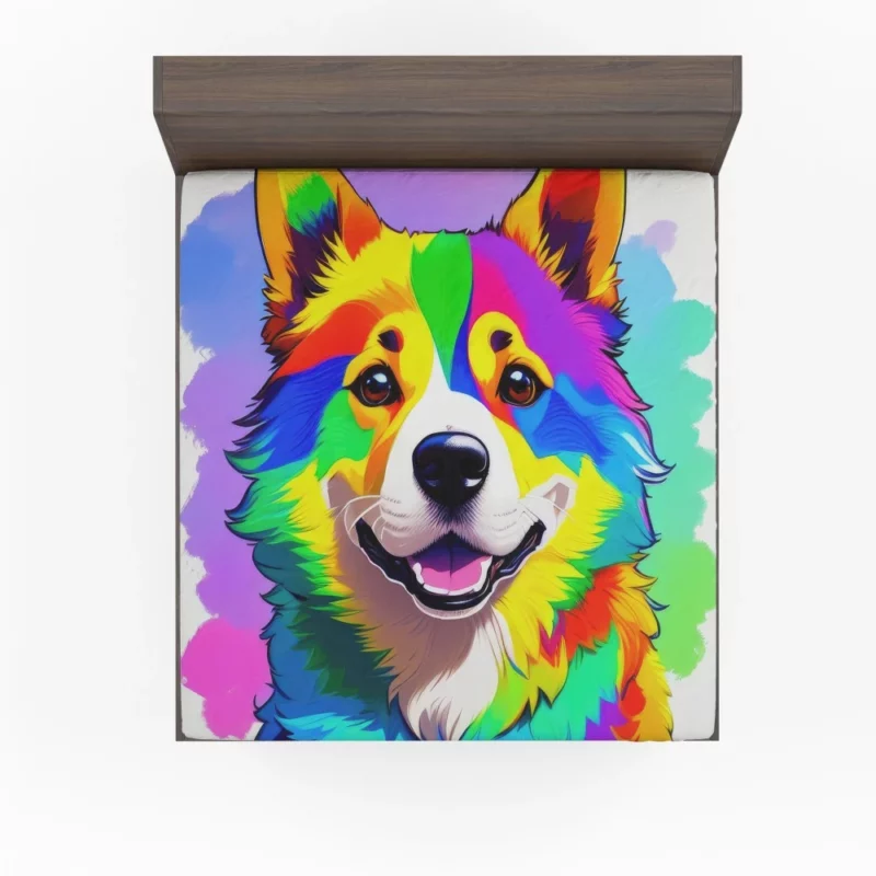 Rainbow Corgi Dog Print Fitted Sheet