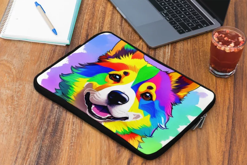 Rainbow Corgi Dog Print Laptop Sleeve 2