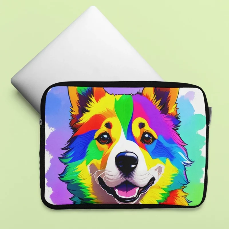 Rainbow Corgi Dog Print Laptop Sleeve