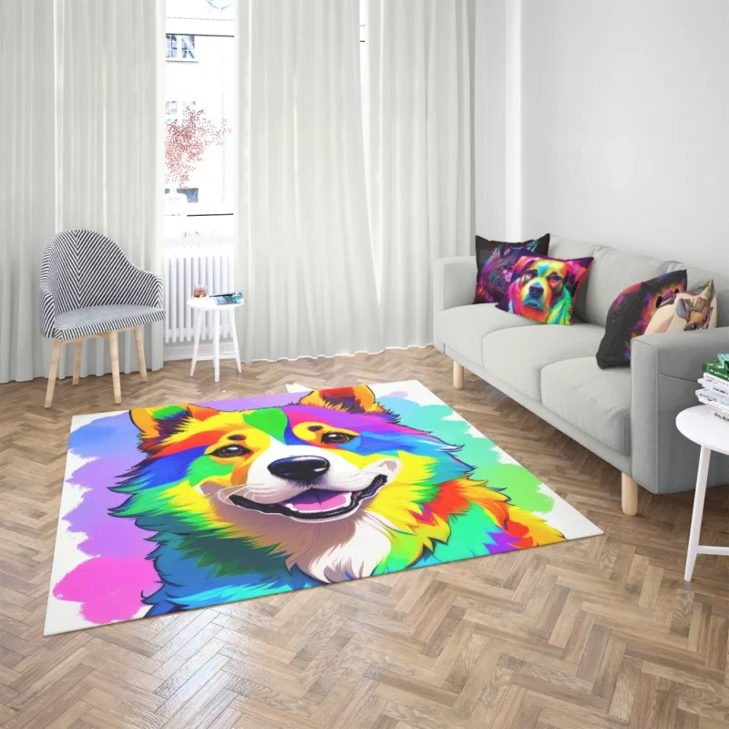 Rainbow Corgi Dog Print Rug 2