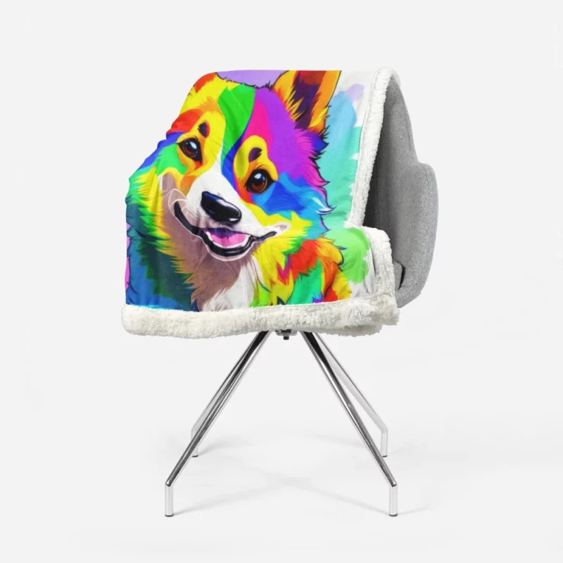 Rainbow Corgi Dog Print Sherpa Fleece Blanket 1