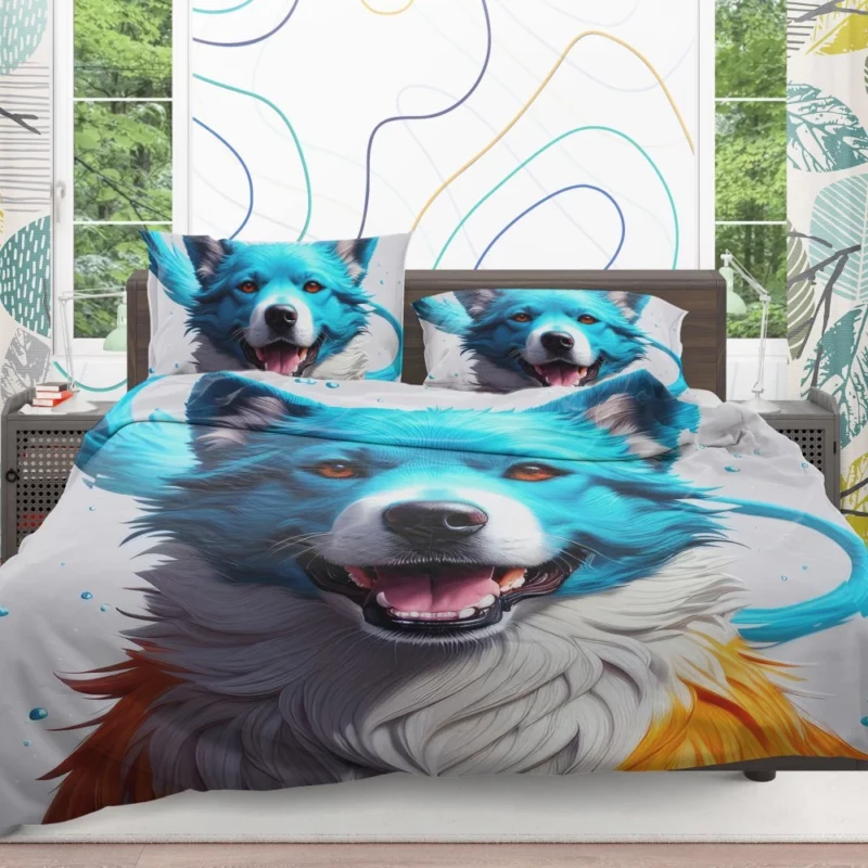 Rainbow Fantastic Dog Print Bedding Set