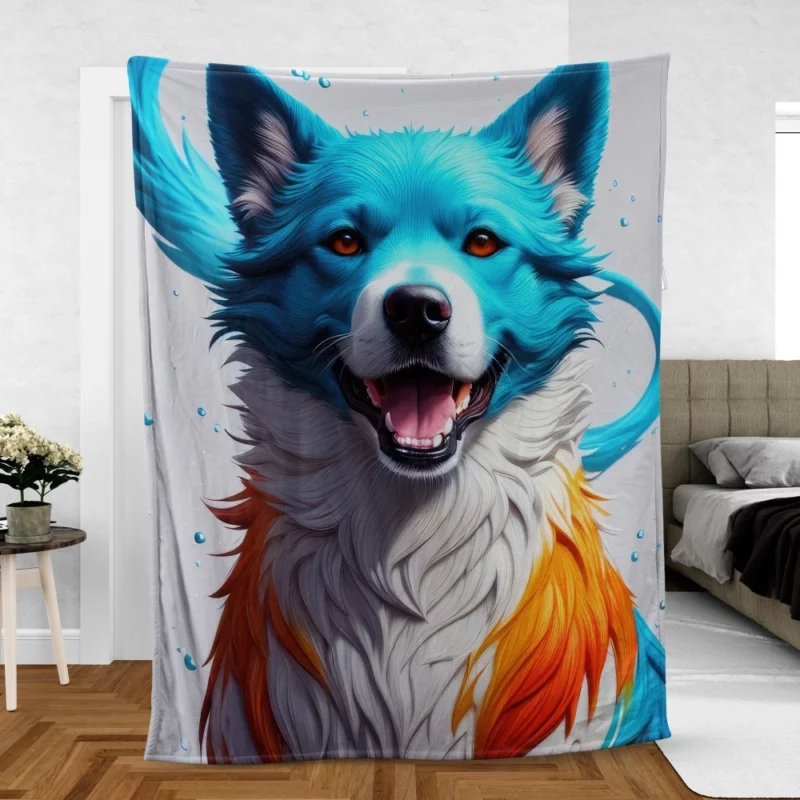 Rainbow Fantastic Dog Print Fleece Blanket