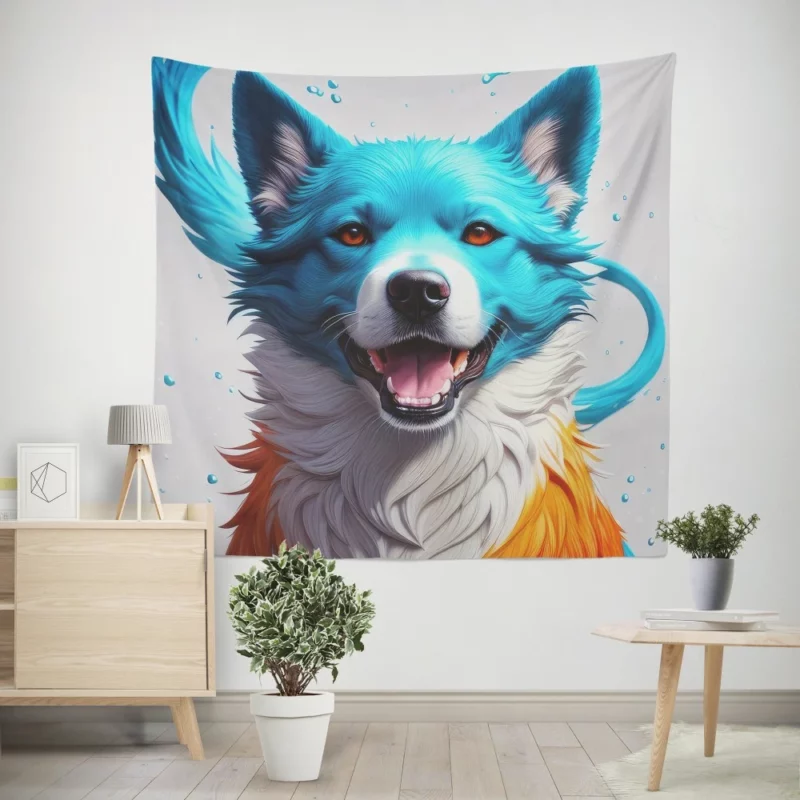 Rainbow Fantastic Dog Print Wall Tapestry