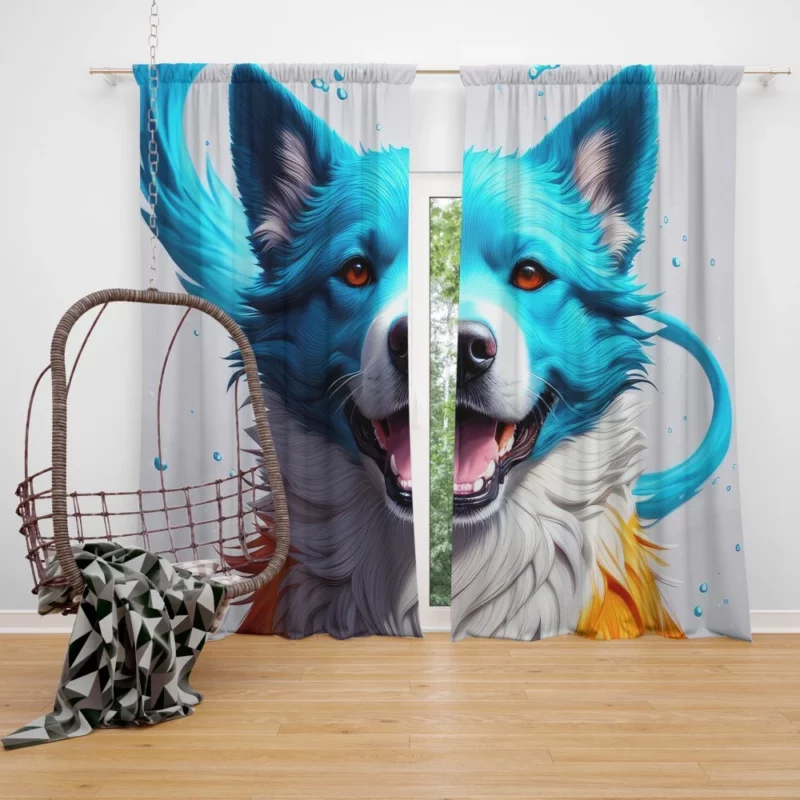 Rainbow Fantastic Dog Print Window Curtain