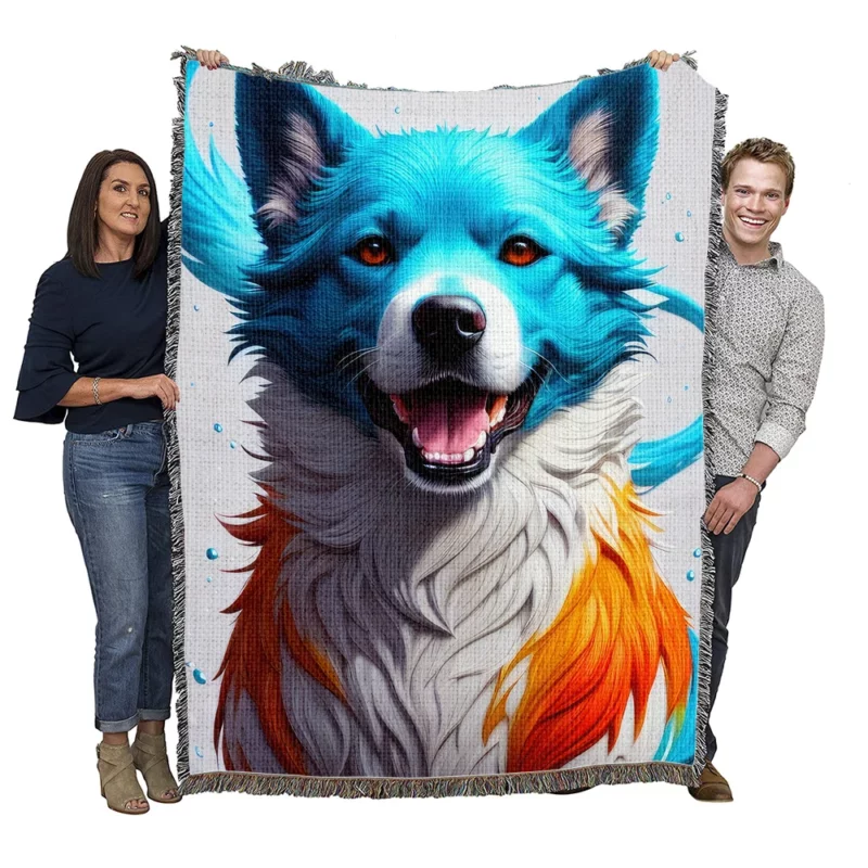 Rainbow Fantastic Dog Print Woven Blanket