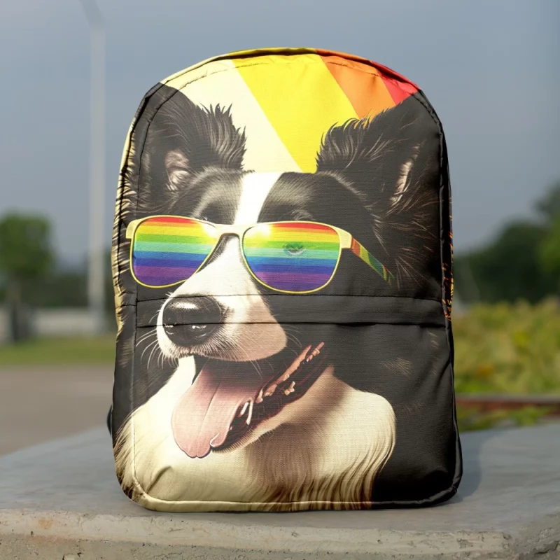 Rainbow Flag Border Collie Statue Backpack