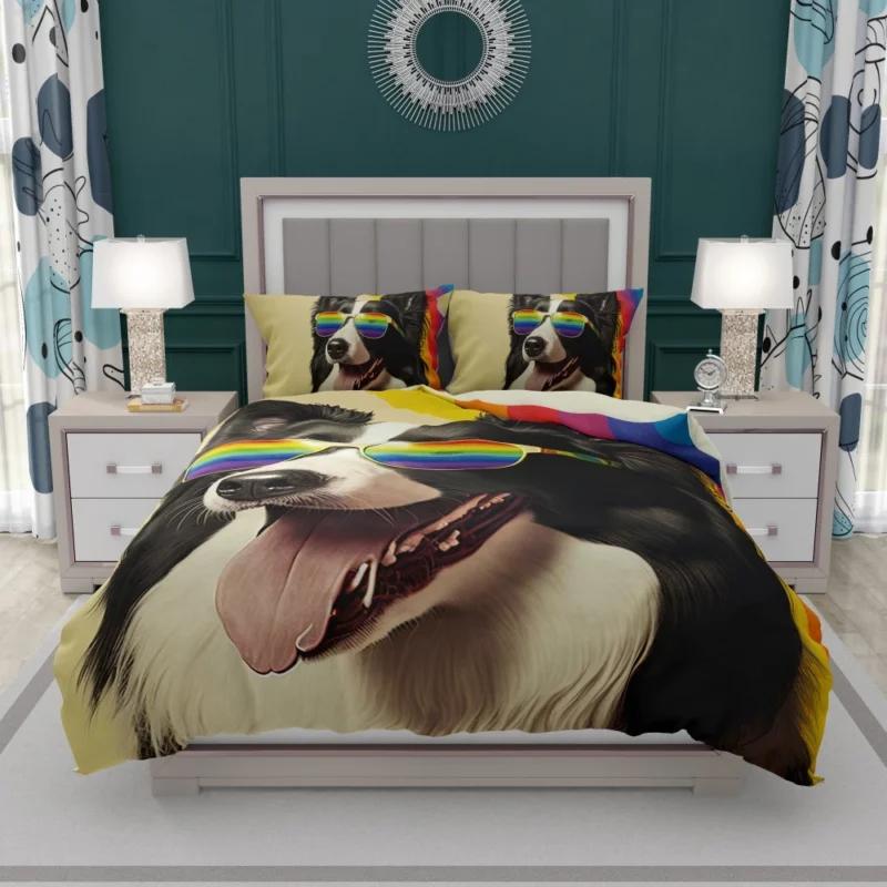 Rainbow Flag Border Collie Statue Bedding Set 1