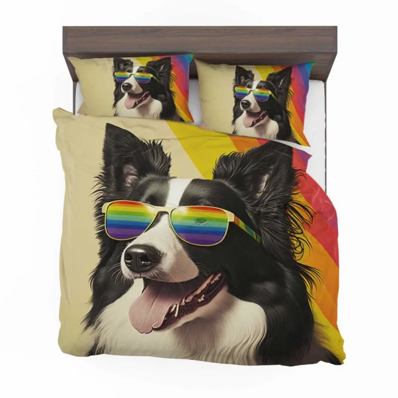 Rainbow Flag Border Collie Statue Bedding Set 2