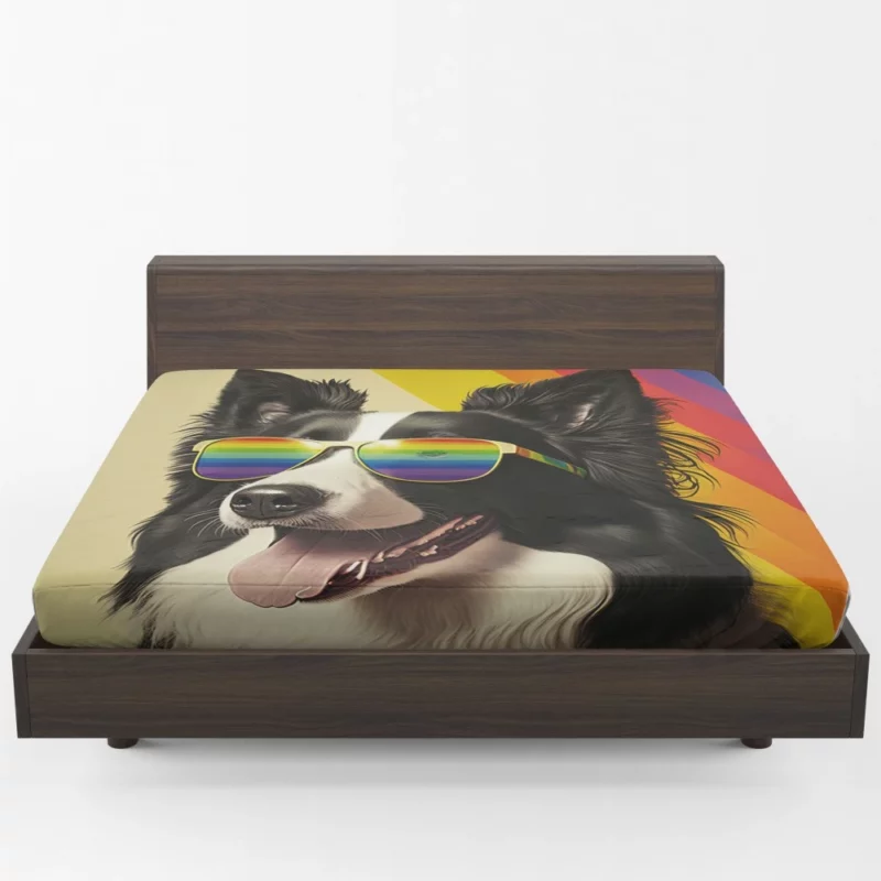 Rainbow Flag Border Collie Statue Fitted Sheet 1