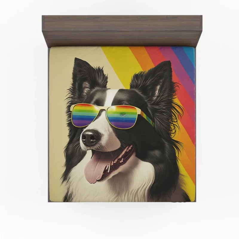 Rainbow Flag Border Collie Statue Fitted Sheet