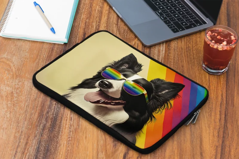 Rainbow Flag Border Collie Statue Laptop Sleeve 2