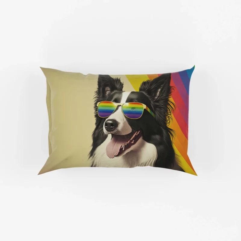 Rainbow Flag Border Collie Statue Pillow Cases