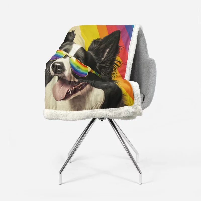 Rainbow Flag Border Collie Statue Sherpa Fleece Blanket 1