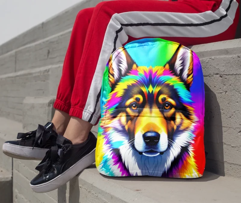 Rainbow German Shepherd Print Backpack 1