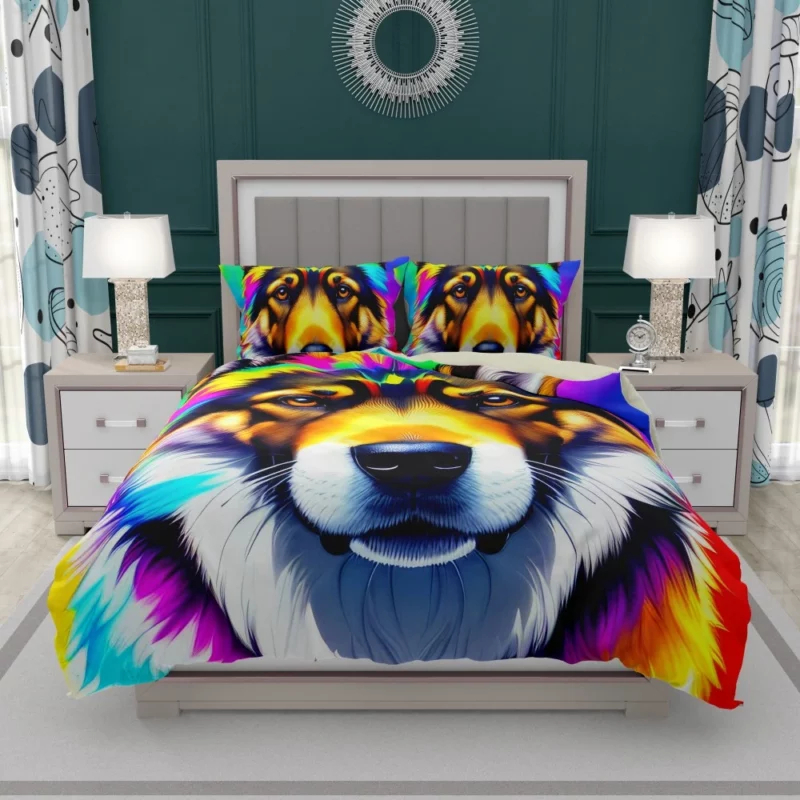 Rainbow German Shepherd Print Bedding Set 1