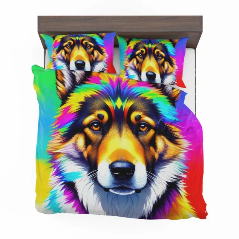 Rainbow German Shepherd Print Bedding Set 2