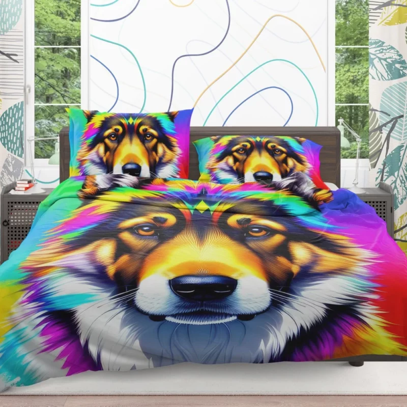 Rainbow German Shepherd Print Bedding Set