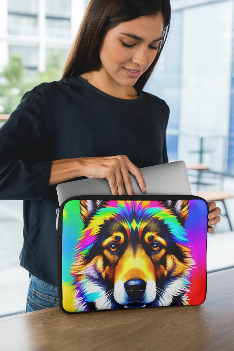 Rainbow German Shepherd Print Laptop Sleeve 1