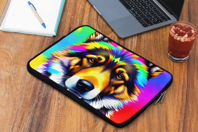 Rainbow German Shepherd Print Laptop Sleeve 2
