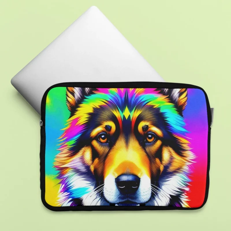 Rainbow German Shepherd Print Laptop Sleeve